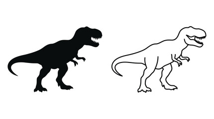 Tyrannosaurus Rex Silhouette And Outline On White Background © Killer Abbas