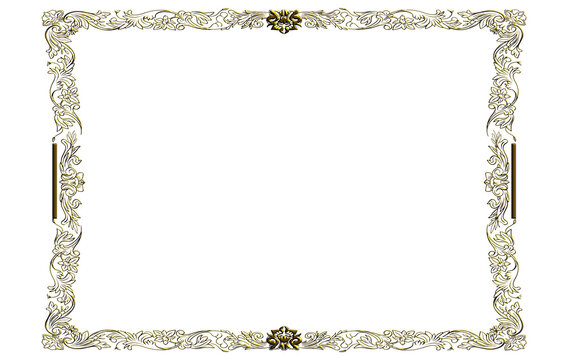 Hand drawn ornate gold certificate border frame vector