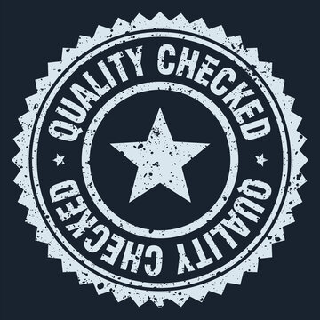 quality checked white grunge round stamp. quality checked stamp