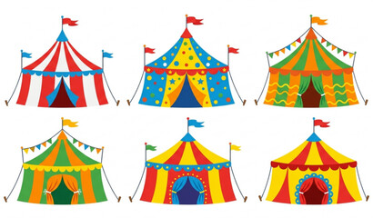 Premium colorful circus tent vector pack for carnival festival and party decoration © MstLima