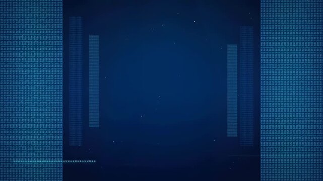 Abstract blue digital technology background with moving data streams and futuristic hud interface elements
