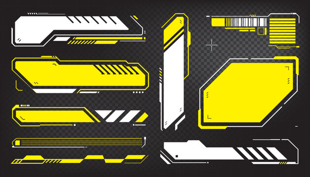Cyberpunk UI Lower Thirds and HUD Panels &ndash; Futuristic Yellow and White Sci-Fi Interface Kit