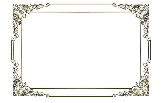 Hand drawn elegant certificate border frame with swirling corners