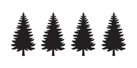 Obraz premium Set of black fir trees silhouette collection isolated on transparent background for graphic design art.