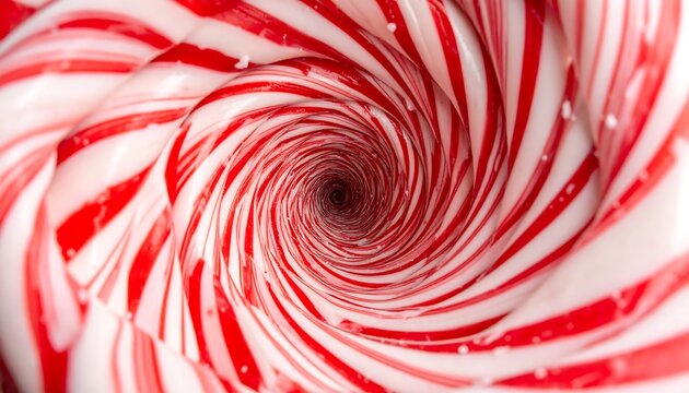 A swirling pattern of red and white stripes resembling a peppermint candy