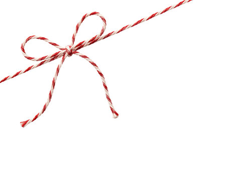 Elegant bakers twine bow with loose string isolated on transparent background