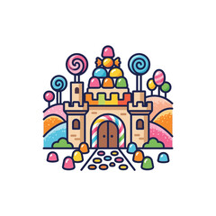 Fototapeta premium Colorful candy castle sweet treats.