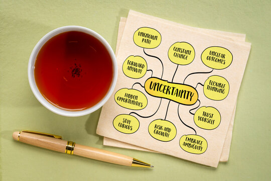 Uncertainty is one of the few constants in life. Mind map infographics.