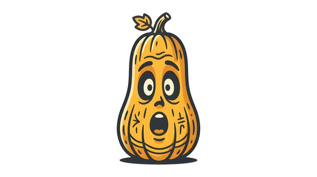 Shocked open mouth pumpkin character scared Halloween cartoon vector illustration