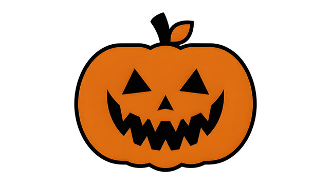 Scary classic Halloween jack o lantern pumpkin flat vector illustration