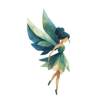Watercolor drawing of Fairy, on clean white background