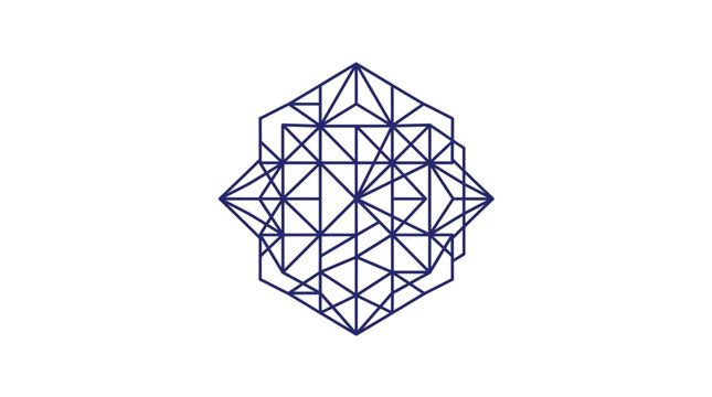 Geometric wireframe dodecahedron vector illustration.