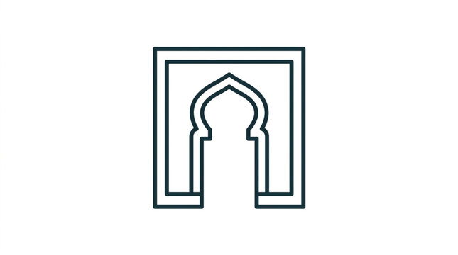 Minimalist Islamic Arch Line Art Design.