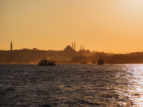 Sunset view of Golden Horn in Istanbul 