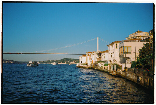 Bosphorus Strait in Istanbul, Turkey in summer shot on film 