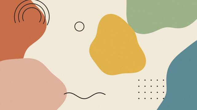 Animated abstract boho pastel liquid shapes moving lines