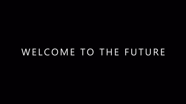 4k seamless looping welcome to the future text for cinema title, banner.welcome to the future text word animation on  simple background.