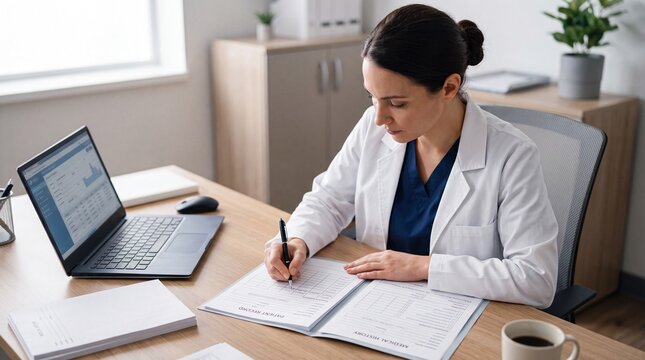 Doctor Completing Medical Records