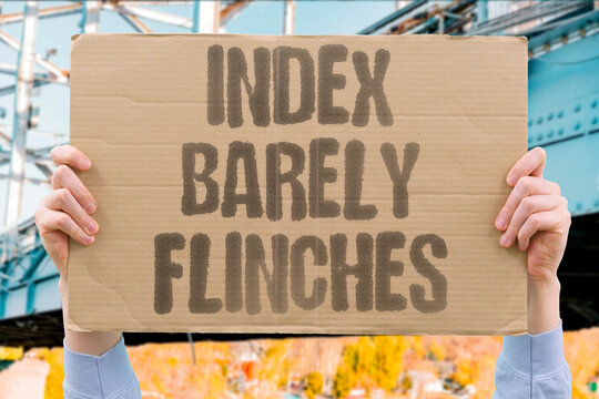"Index Barely Flinches" Market ignores bad news, stays calm. INDEX. FLINCH. CALM. IGNORE. BAD.