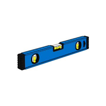 Blue spirit level tool for measuring balance and stability Labor day