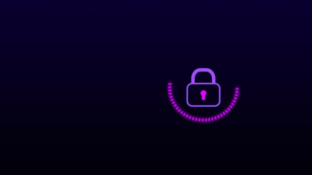 Futuristic Security Lock with Glowing Purple Interface