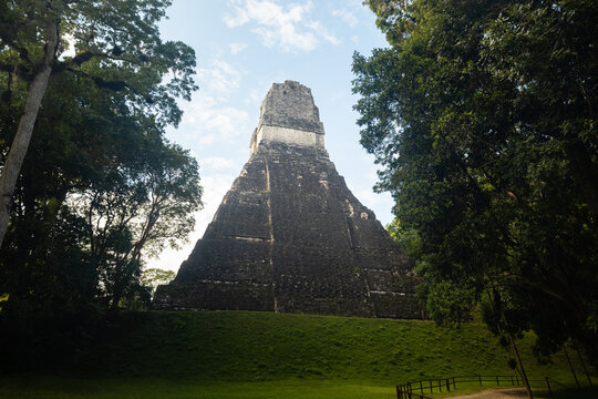 Majestic Templo del Gran Jaguar pyramid framed by jungle in Tikal