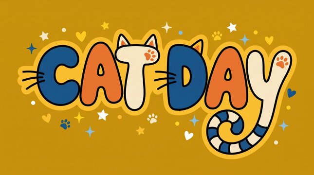 Colorful cat day celebration vector illustration