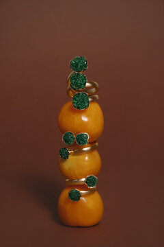 Balanced Rings and Physalis Fruits in Minimalist Still Life