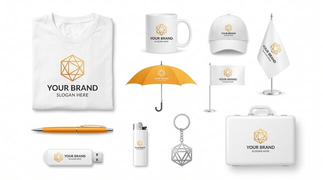 Corporate Branding Identity Mockup Set with Promotional Merchandise Items