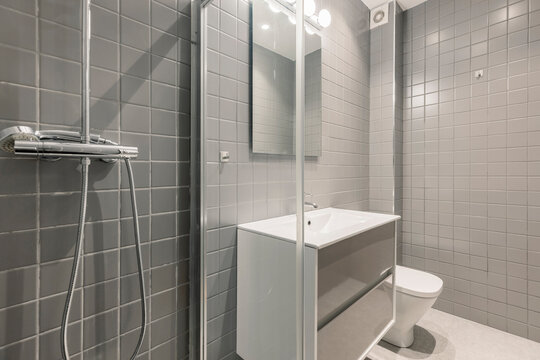 Compact Grey Shower Room