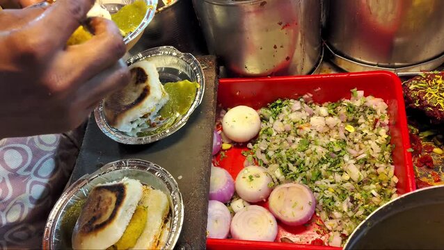 Vada Pav Plates Served with Sliced Onions