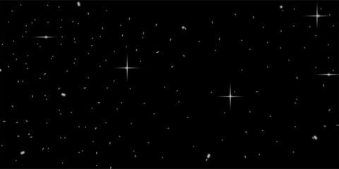 PrintSpace stars background. Universe starry pattern with glowing stars. Night sky constellations galaxy. Vector illustration. © fais