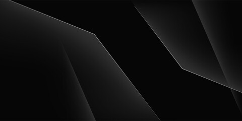 PrintModern black and white abstract background. Minimalist. Gradient. Dark gray banner with geometric shapes, modern polygon lines. © fais