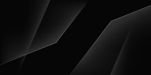 PrintModern black and white abstract background. Minimalist. Gradient. Dark gray banner with geometric shapes, modern polygon lines. © fais