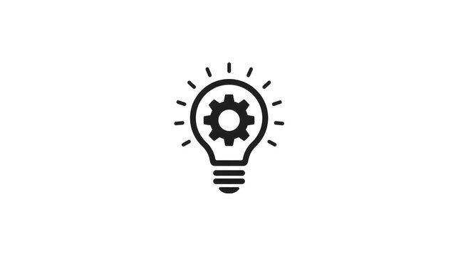 Creative Light Bulb with Gear Inside Line Icon, Innovation and Engineering Idea Vector Symbol