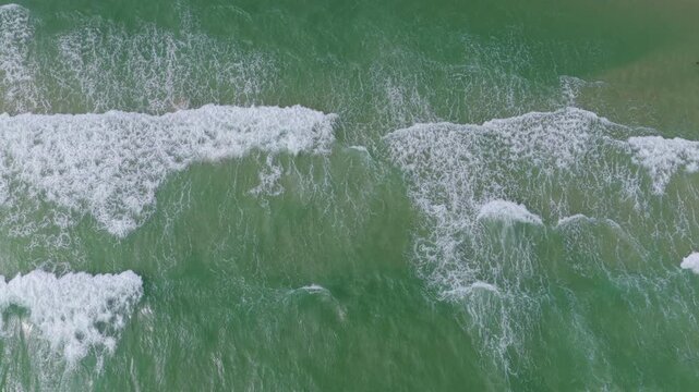 Background clear turquoise sea water. Idyllic summer vacation. Caribbean sea. Aerial view on rippled surface. 4k footage. Sea water surface. Ripple water of ocean. Aquamarine ocean nature