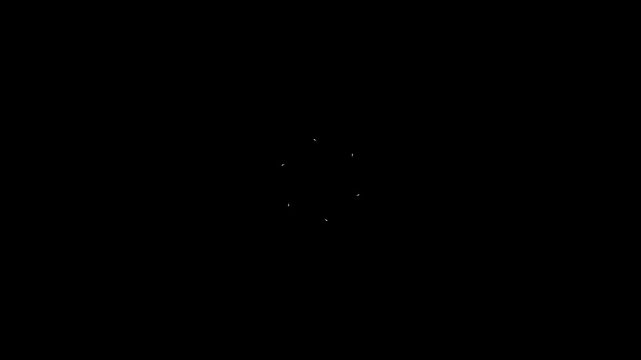 Geometric circle burst and line blast explosion animation, pop-up motion graphics with shiny circle ring highlights, transparent black screen firework 4K video