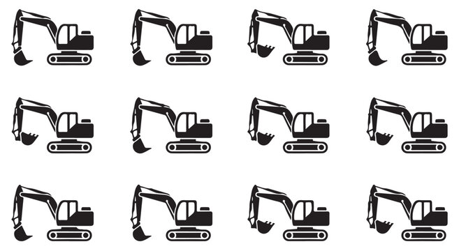 Excavator icons set collection construction equipment machinery vector art.