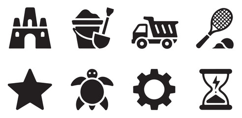Set of various summer beach and construction icon collection. © Tanvir