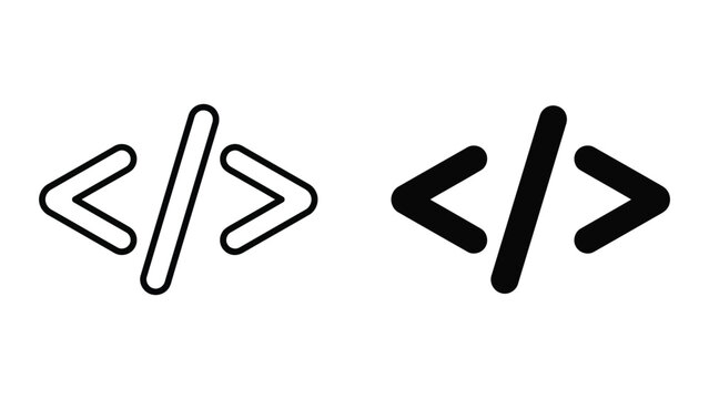 Code tags icon set for software development with programming, development
