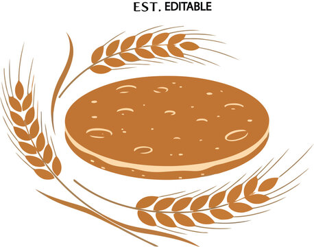 Whole grain bread vector illustration, minimalist style, bakery logo use, warm emotion, natural organic food concept, wheat harvest design, rustic charm