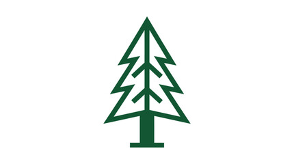 Obraz premium A simple green pine tree illustration on a white background for design