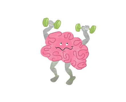 Brain With Dumbbells Lifts Weights for Mental Fitness