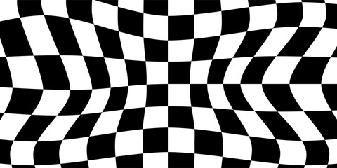Obraz premium Black and White Checkerboard Floor Pattern With Dramatic Perspective and Optical Illusion Effect