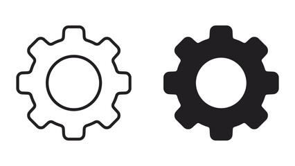 Gear icon set outline and solid style for industrial and mechanical design © saijid stock