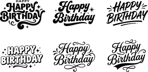 Obraz premium Happy birthday hand lettering designs collection for celebrations and greetings
