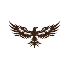 Obraz premium Majestic phoenix or eagle silhouette with wide wings illustration symbolizing freedom strength rebirth and power for modern design
