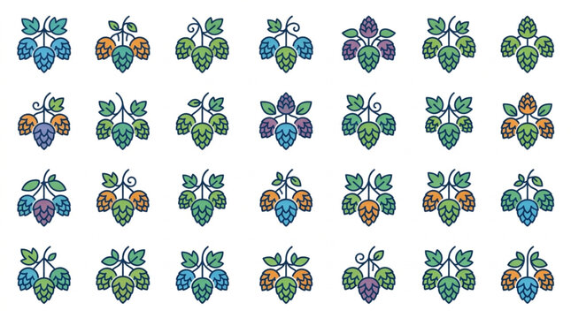 Colorful Cross Stitch Grape Cluster Pattern Collection.