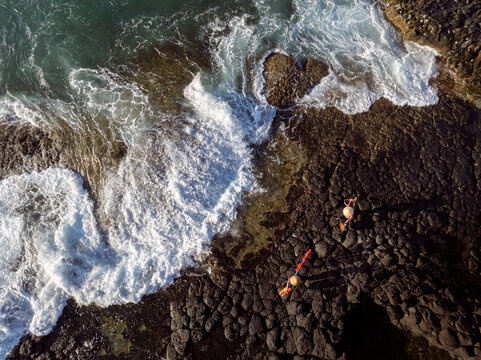 Drying Nets Above Basalt Reef