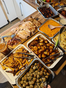Christmas Day Buffet With Roast Turkey And Trimmings